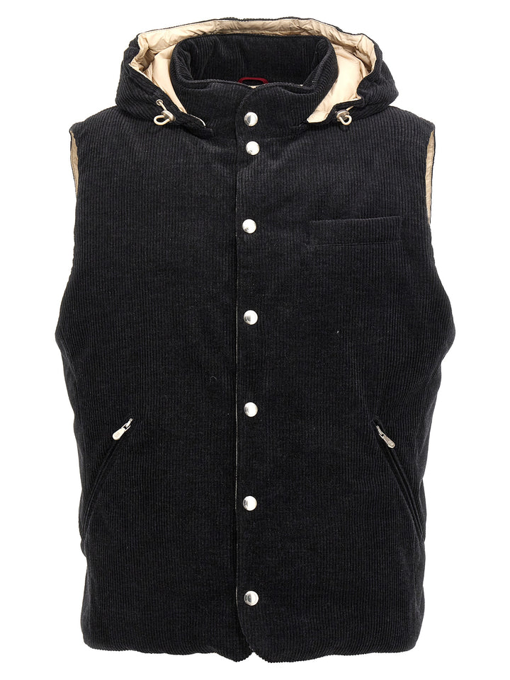 Ribbed Velvet Vest Gilet Grigio