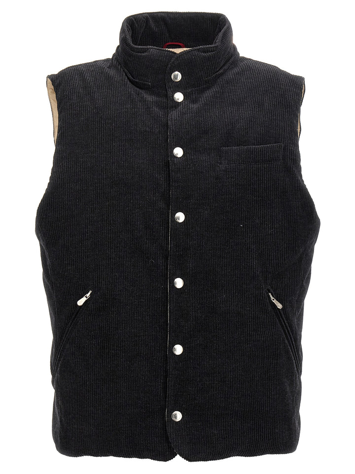 Ribbed Velvet Vest Gilet Grigio