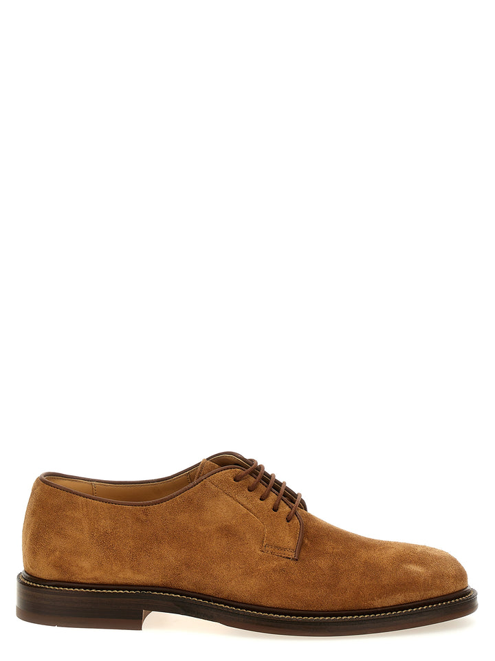 Suede Derby Stringate Marrone