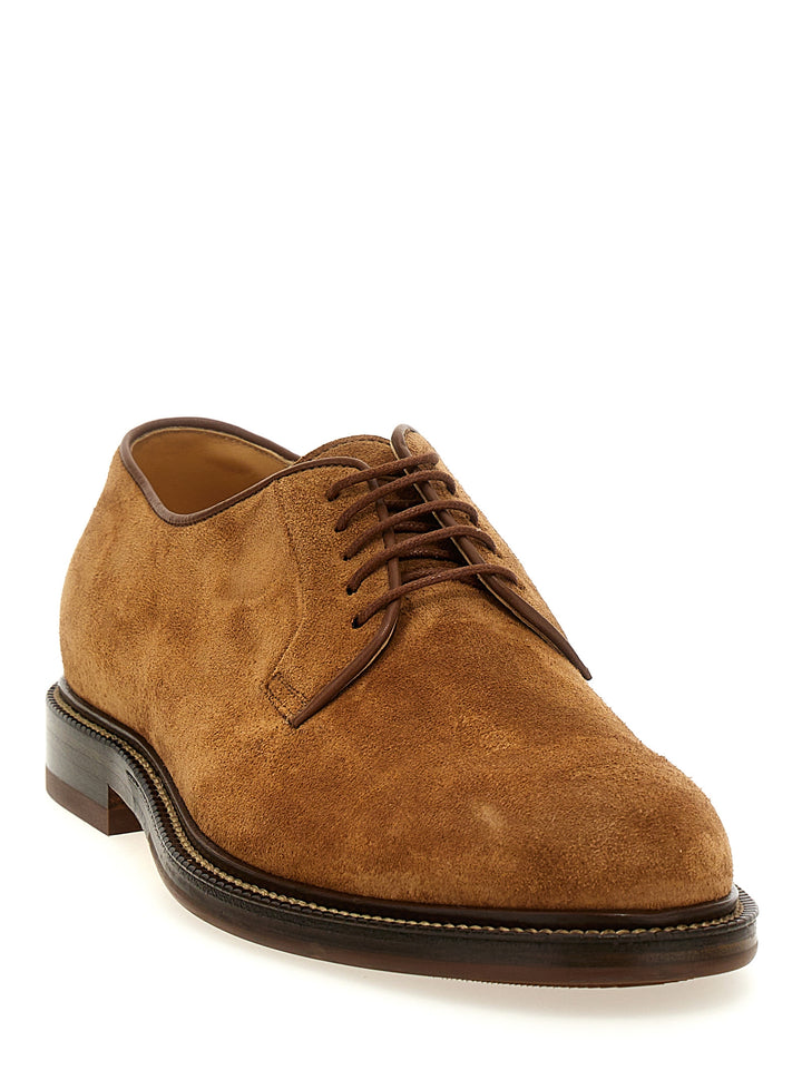 Suede Derby Stringate Marrone