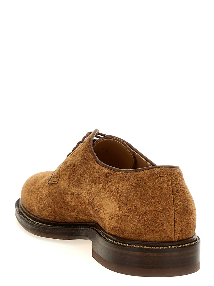 Suede Derby Stringate Marrone