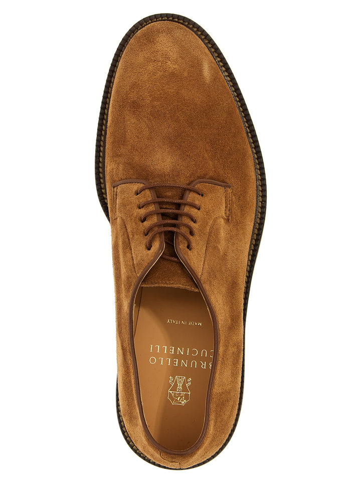 Suede Derby Stringate Marrone