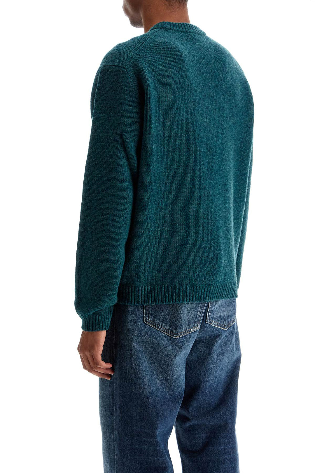 Maglione In Lana Verde Con Intarsia Volpe