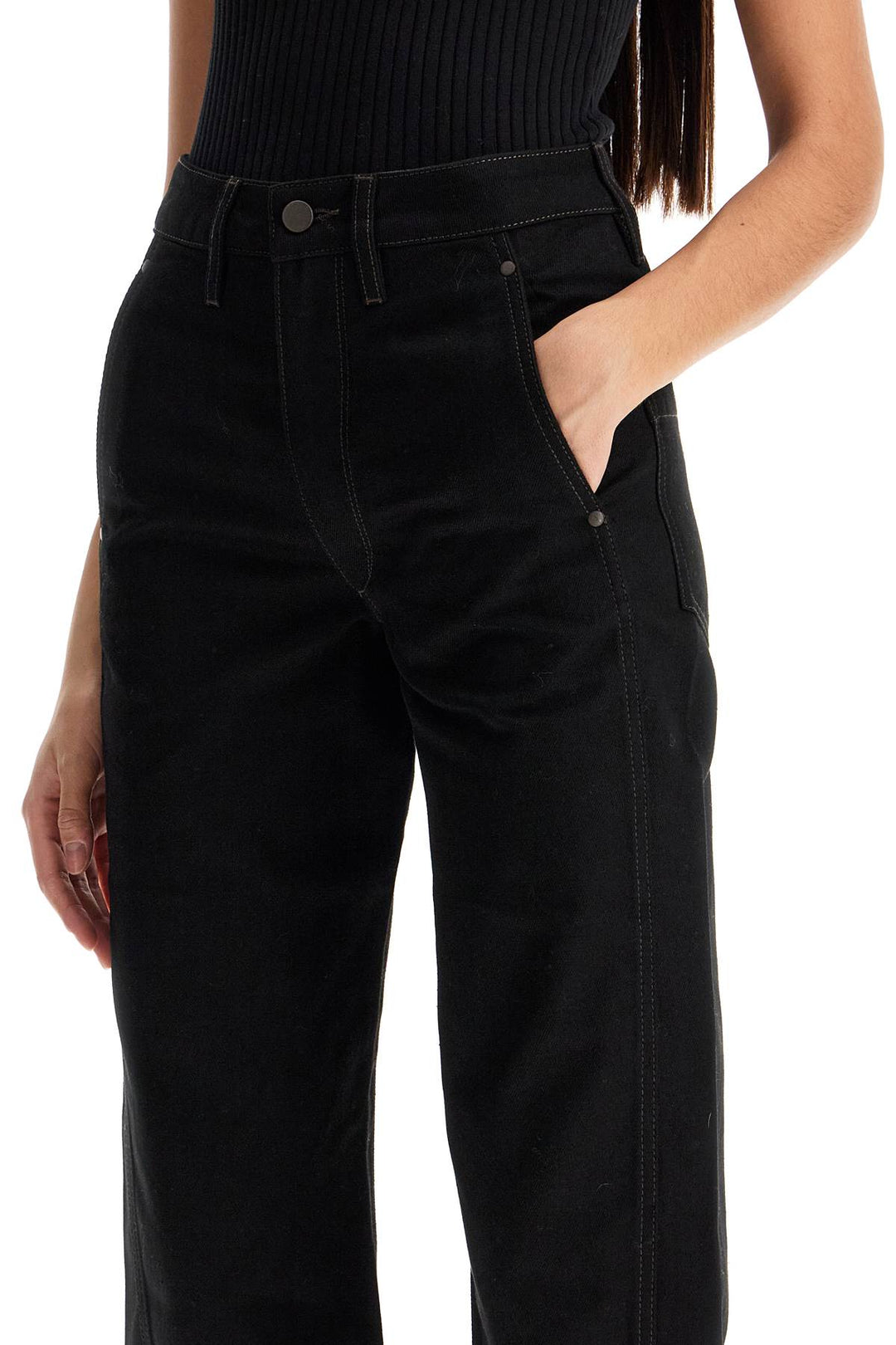 Pantaloni Cropped Con Cuciture Ritorte