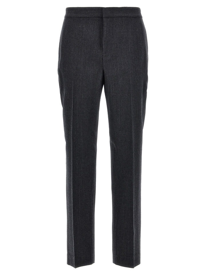 Pinstriped  With Rhinestone Detail Pantaloni Grigio