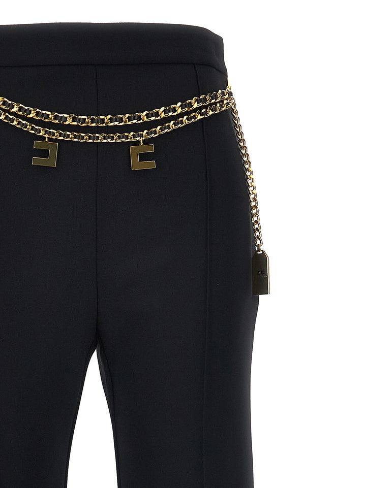 Logo Charms Belted Pantaloni Nero