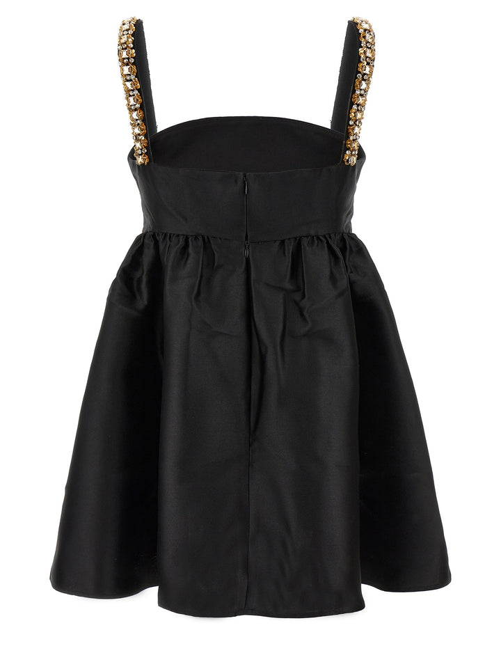 Black Taffeta Embellished Mini Abiti Nero