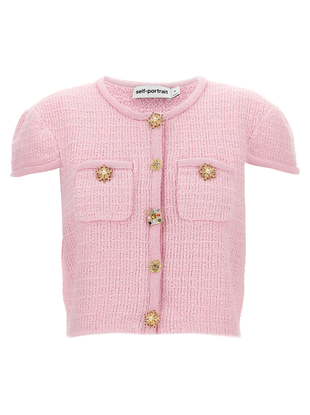 Pink Jewel Button Knit Top Rosa