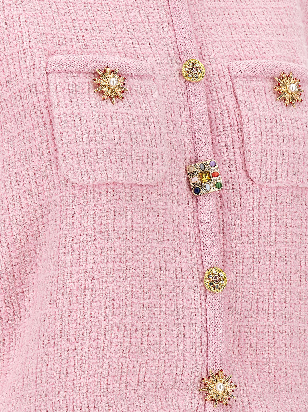 Pink Jewel Button Knit Top Rosa