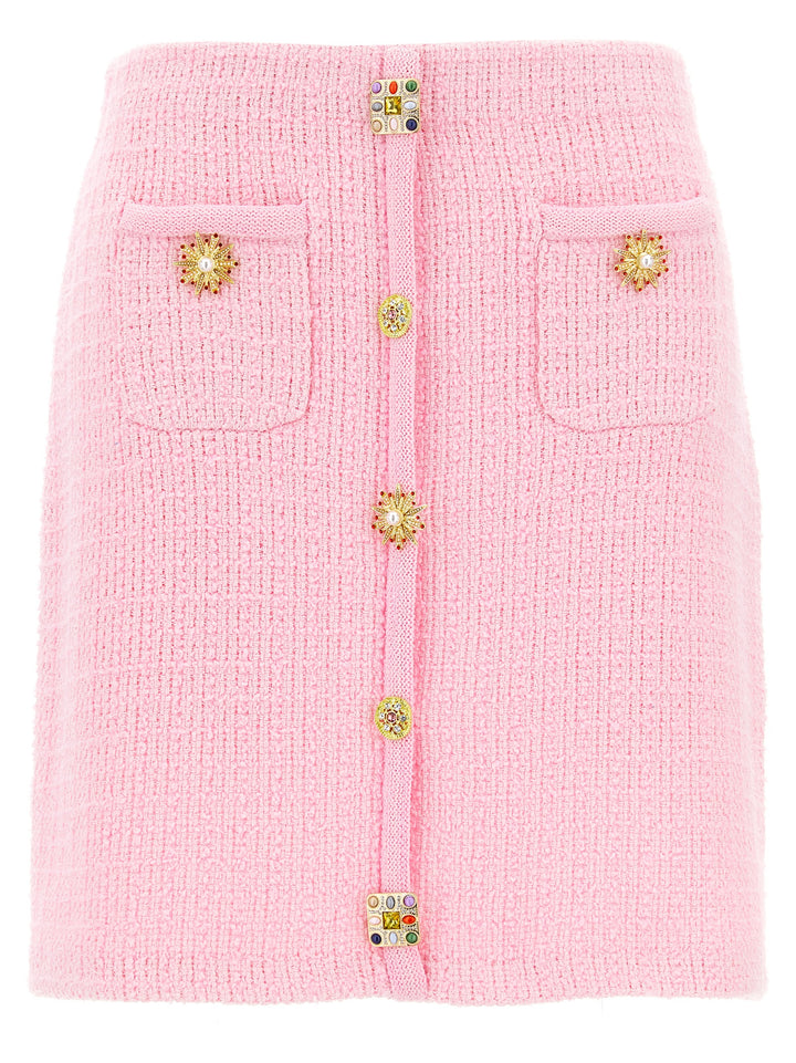 Pink Jewel Button Knit Mini Gonne Rosa