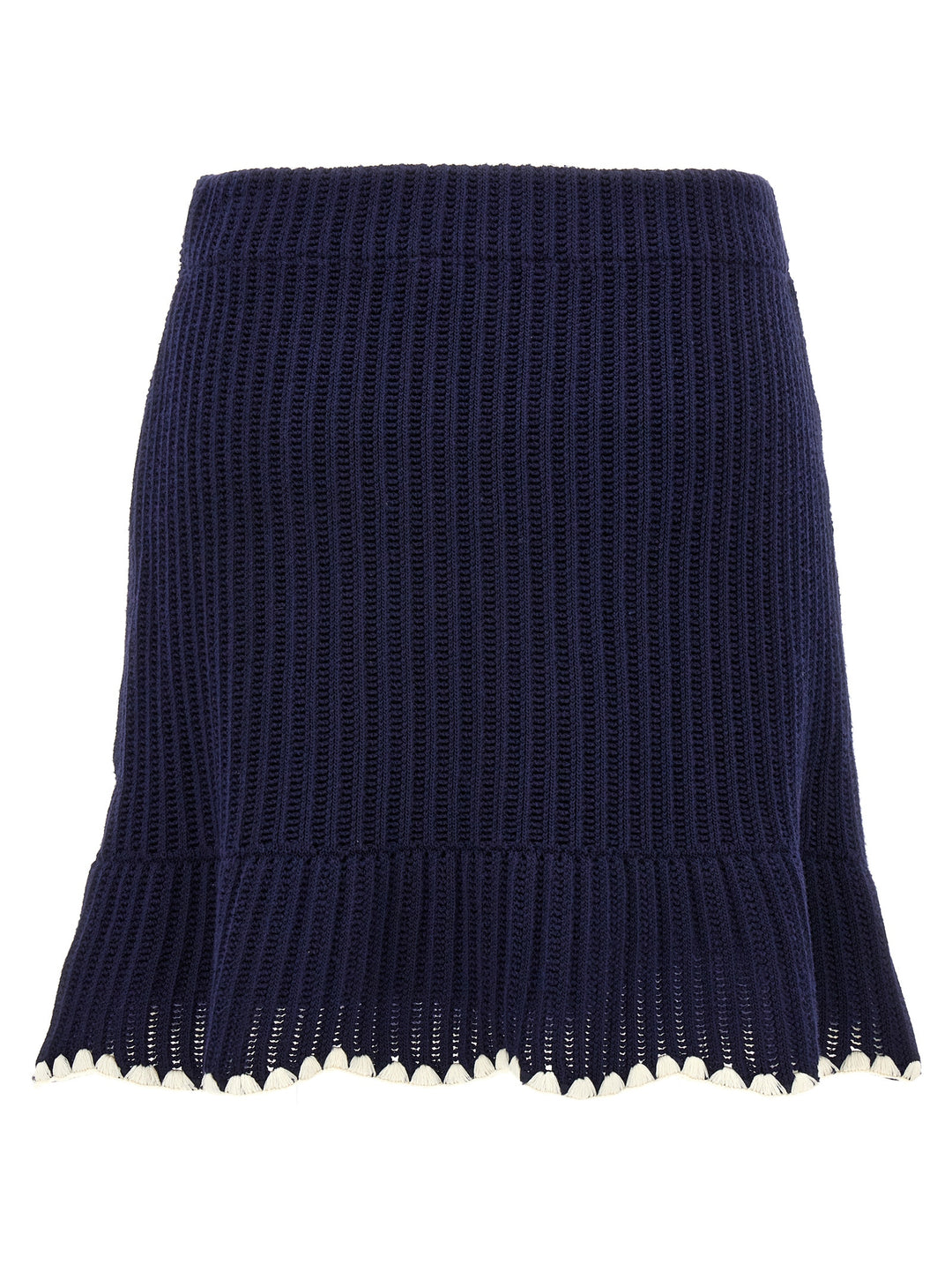 Navy Crochet Contrast Trim Mini Gonne Blu