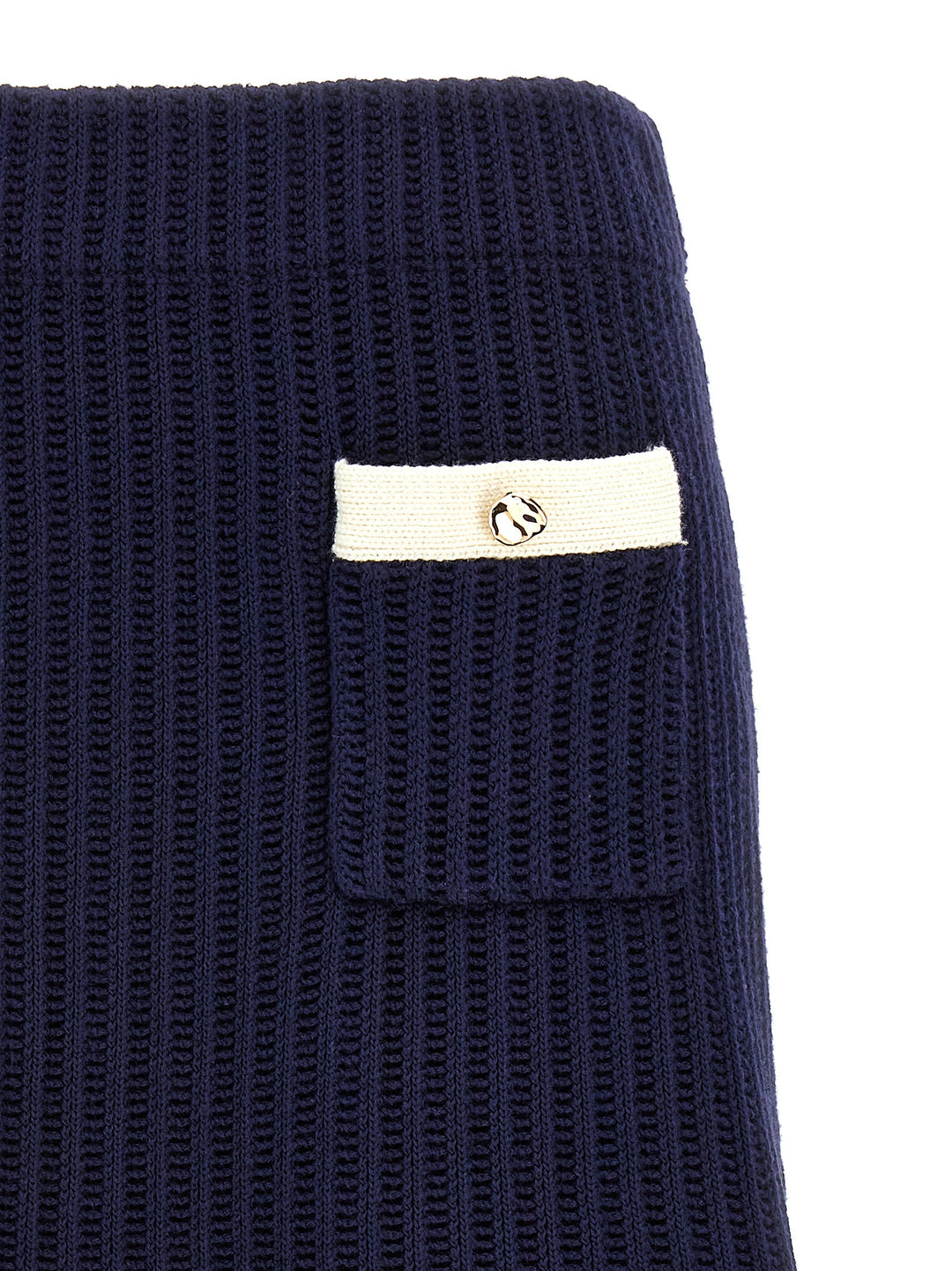 Navy Crochet Contrast Trim Mini Gonne Blu