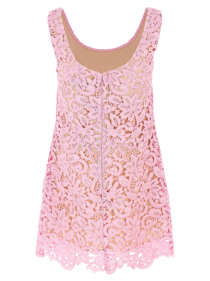 Pink Floral Lace Mini Abiti Rosa