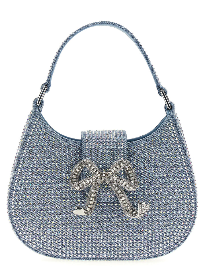 Blue Rhinestone Denim Cresent Borse A Mano Celeste