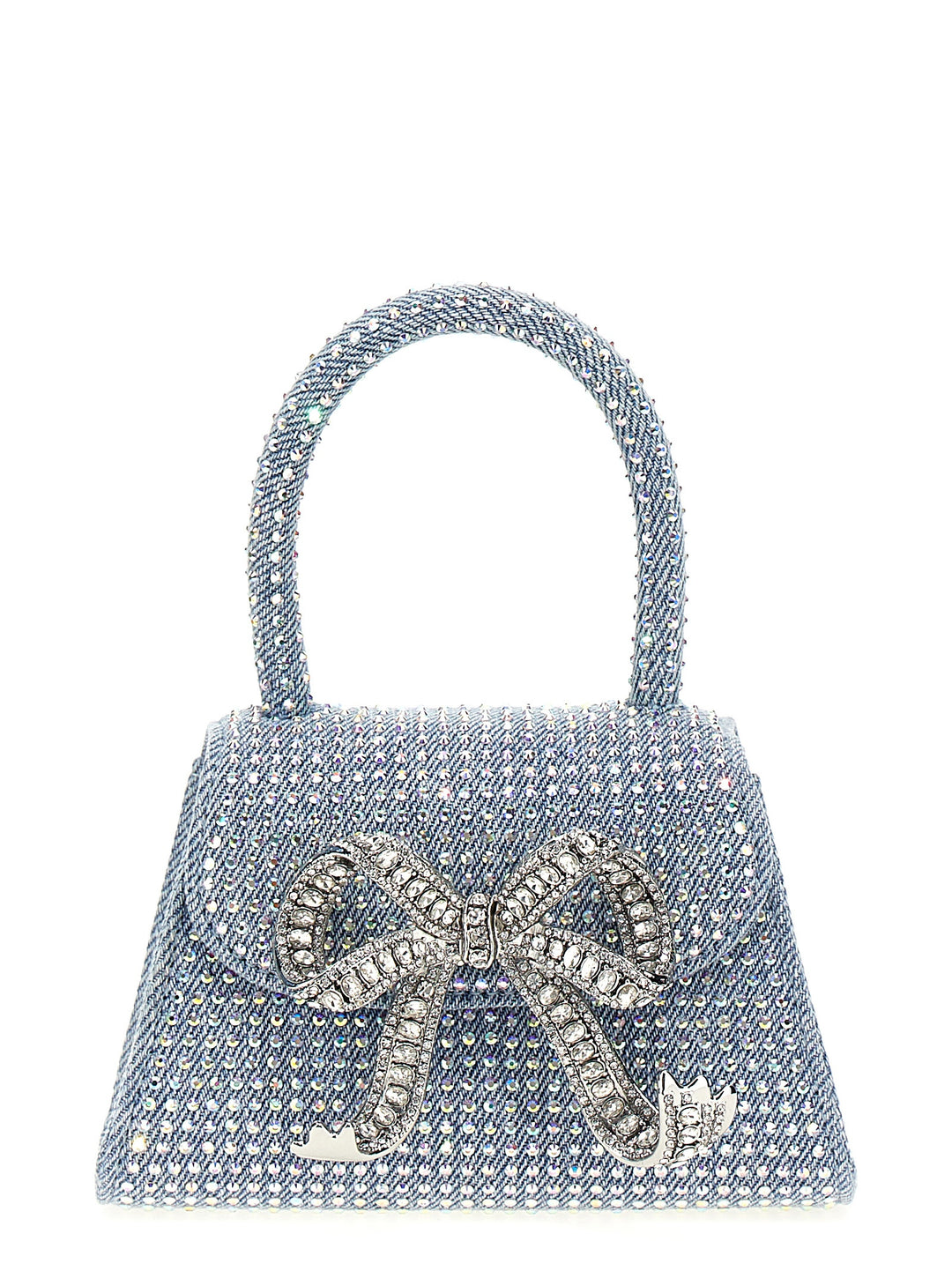 Blue Rhinestone Denim Micro Borse A Mano Celeste