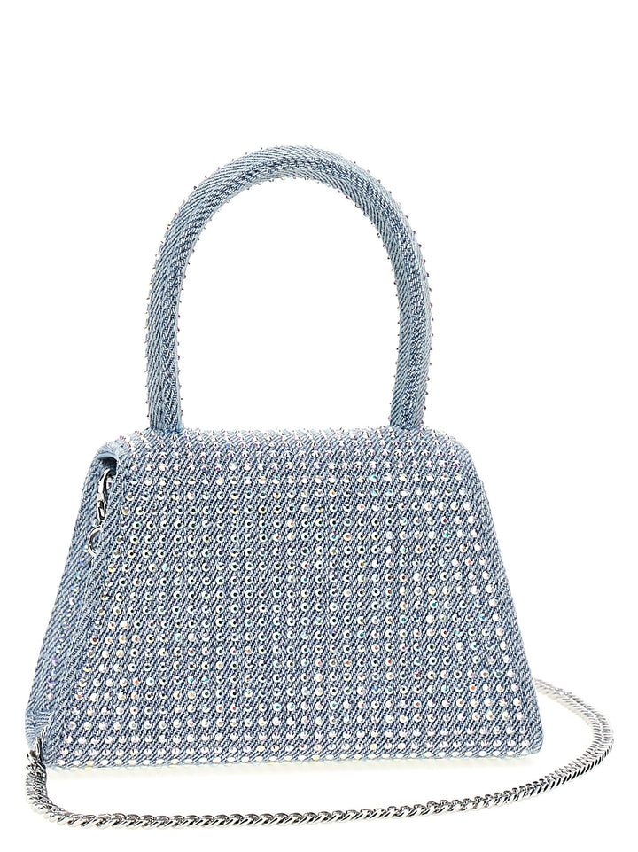 Blue Rhinestone Denim Micro Borse A Mano Celeste