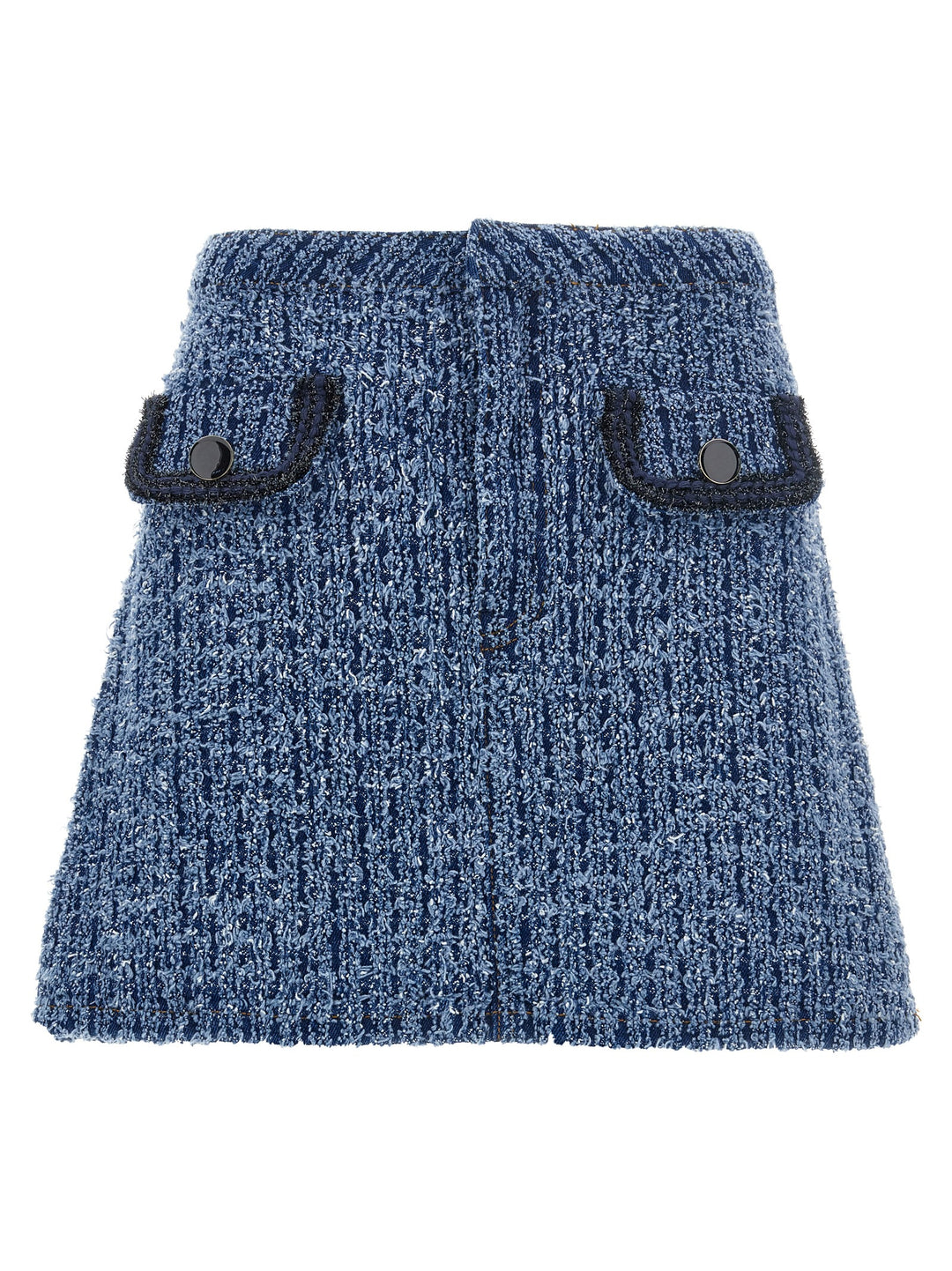 Textured Denim Mini Gonne Blu