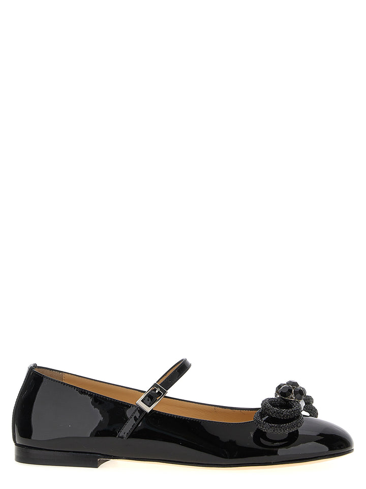 Double Bow Flat Shoes Nero