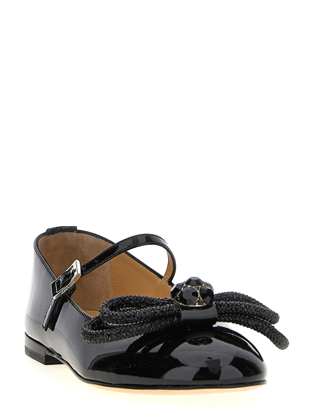 Double Bow Flat Shoes Nero