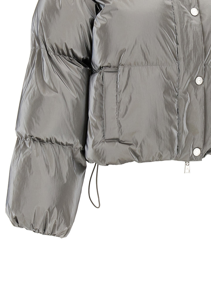 Metallic Cropped Down Jacket Giacche Silver