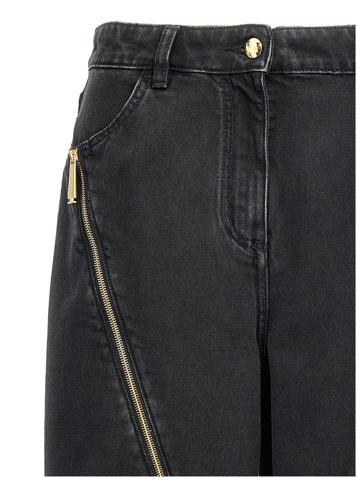 Zip Detail Jeans Nero