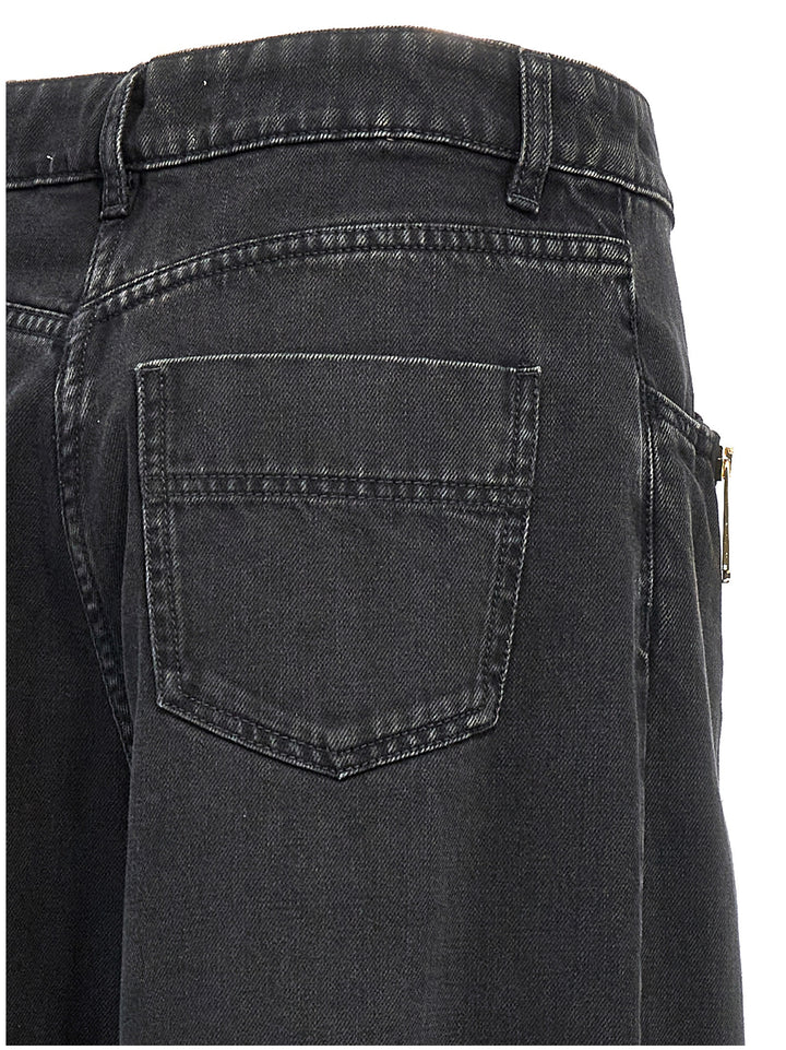 Zip Detail Jeans Nero