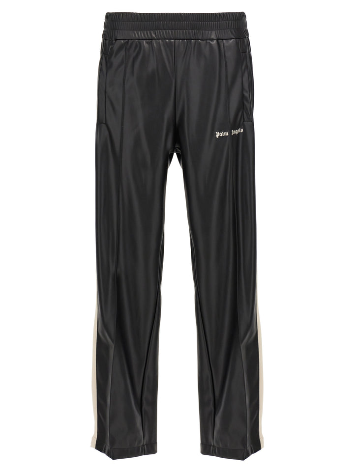 Leather Effect Track Pantaloni Bianco/Nero