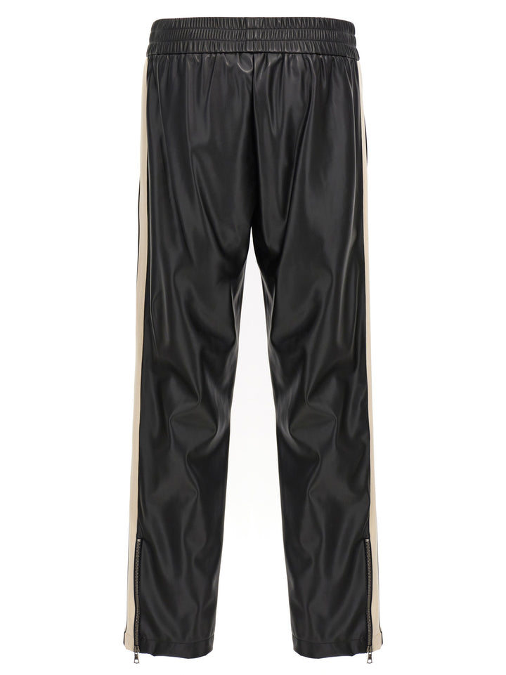 Leather Effect Track Pantaloni Bianco/Nero