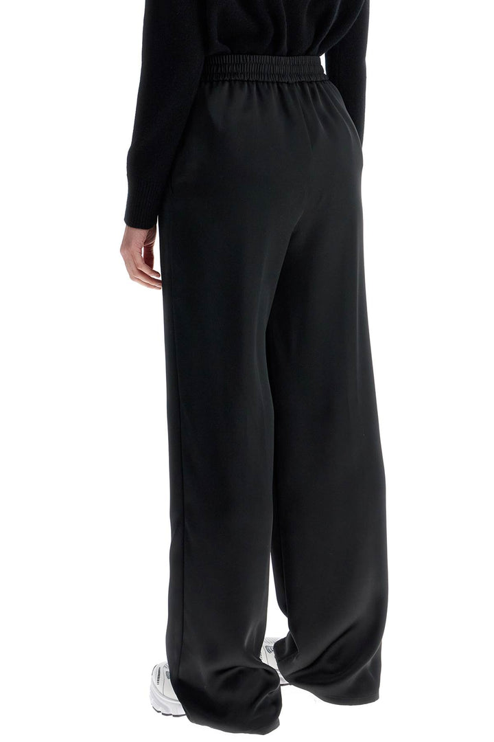 Pantalone Donna Ampio Vita Alta Satin Nero