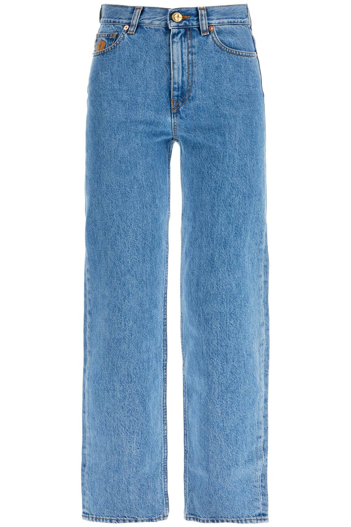 Jeans In Cotone Blu Chiaro Con Ricamo Distintivo