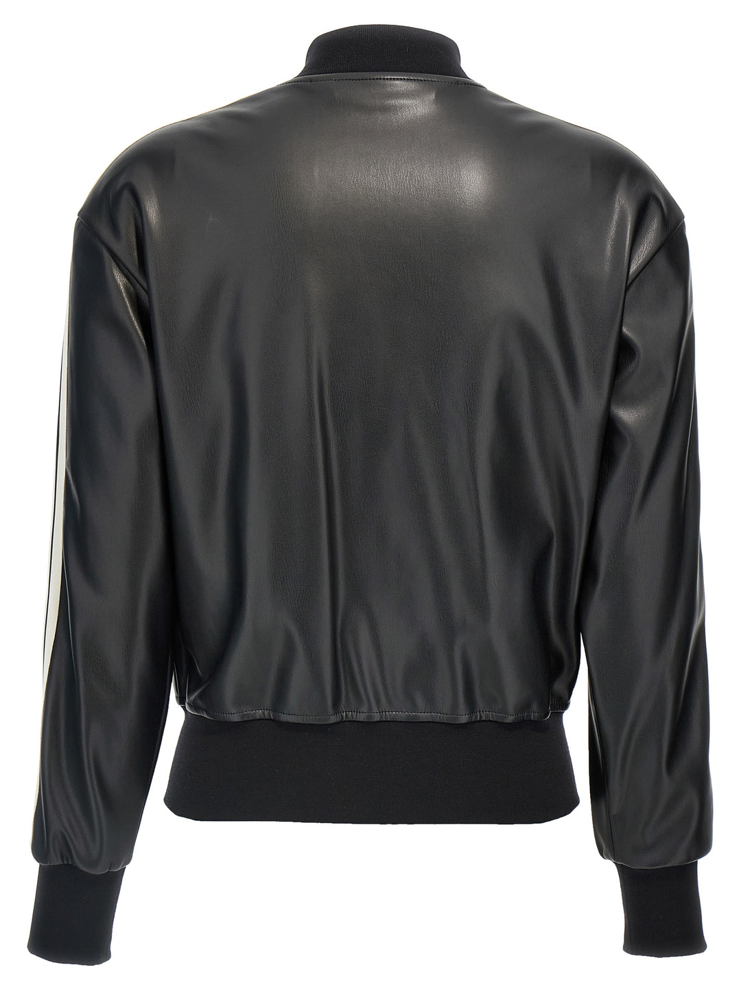 Leather Effect Track Bomber Felpe Bianco/Nero