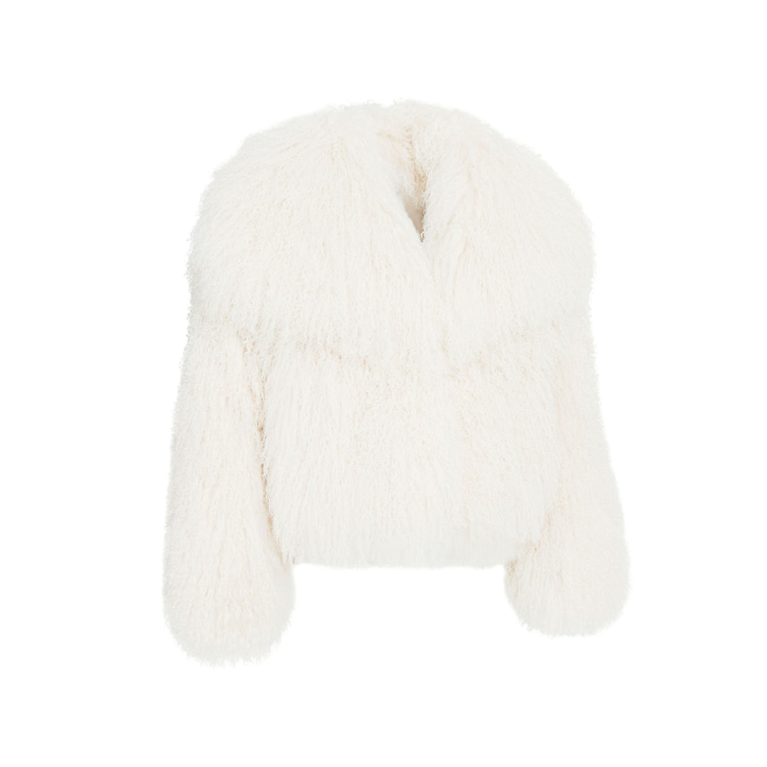 Cappotto Loyenne Bianco in Pelliccia di Agnello