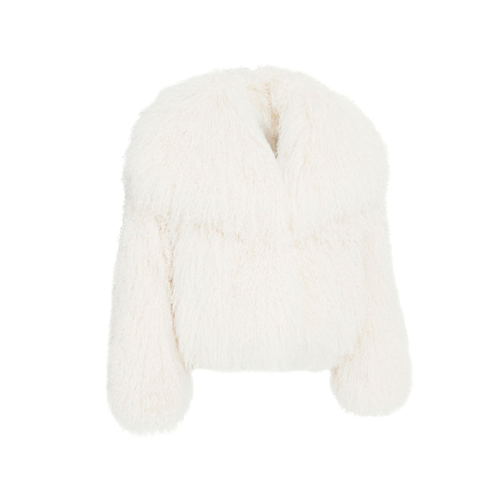 Cappotto Loyenne Bianco in Pelliccia di Agnello