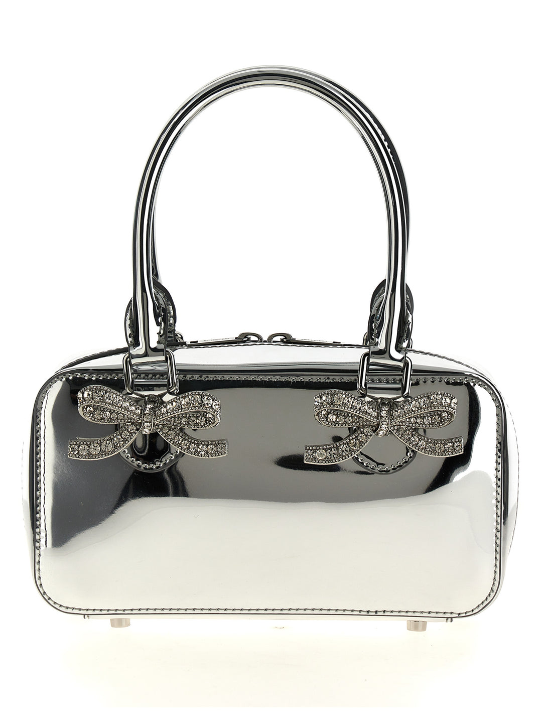 Metallic Silver Leather Mini Tote Borse A Mano Silver