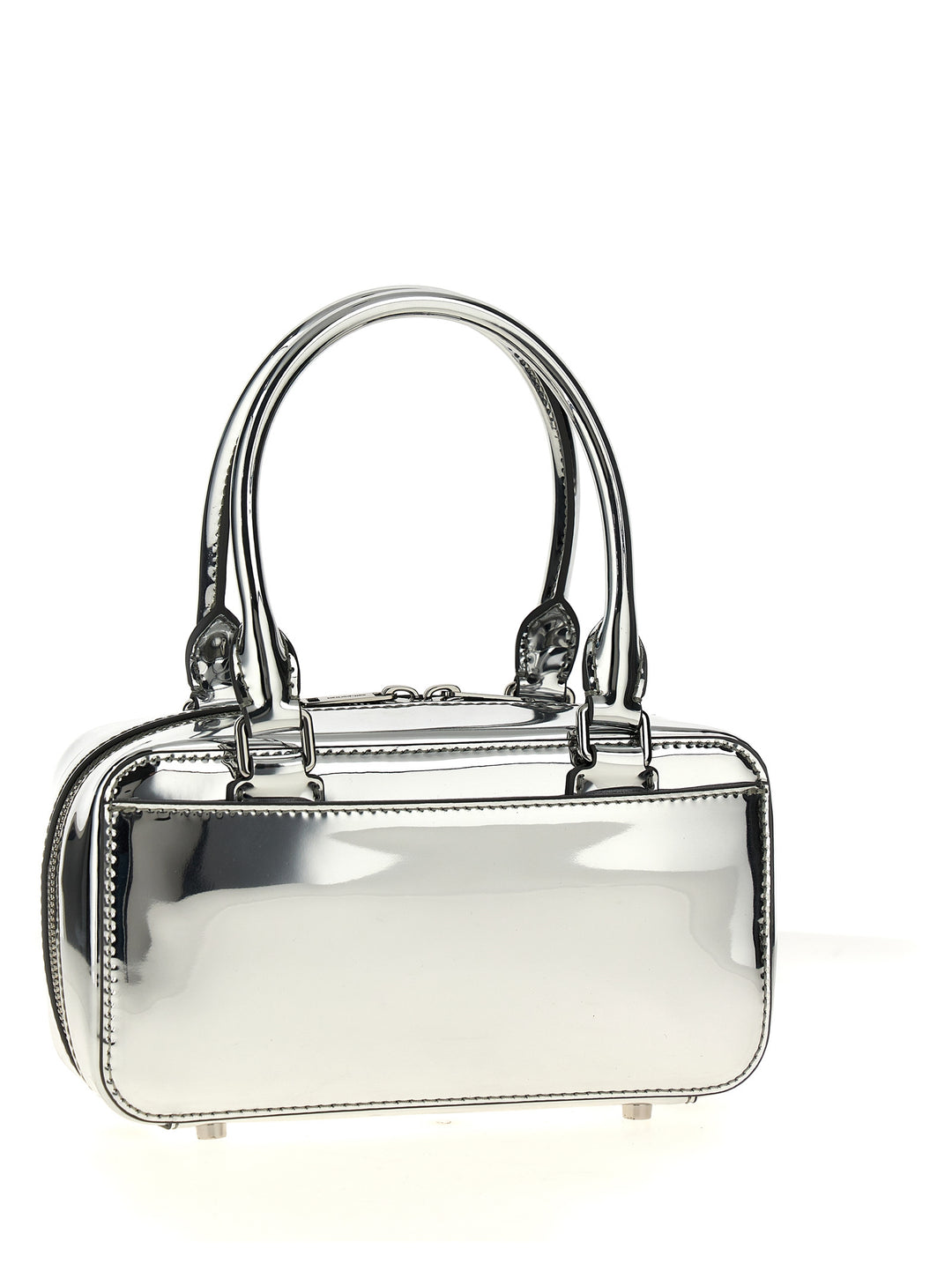 Metallic Silver Leather Mini Tote Borse A Mano Silver