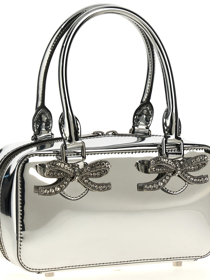 Metallic Silver Leather Mini Tote Borse A Mano Silver