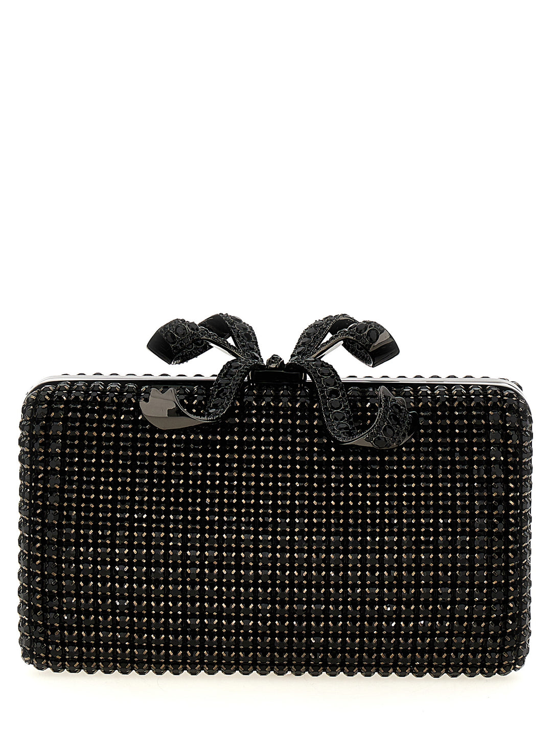 Black Crystal Box Clutch Nero