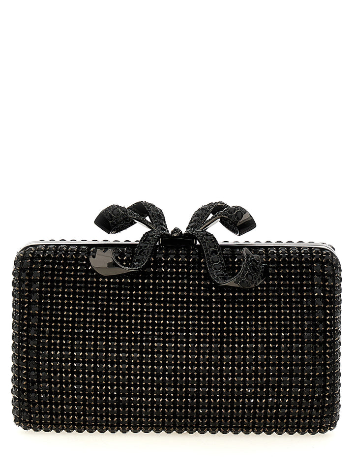 Black Crystal Box Clutch Nero