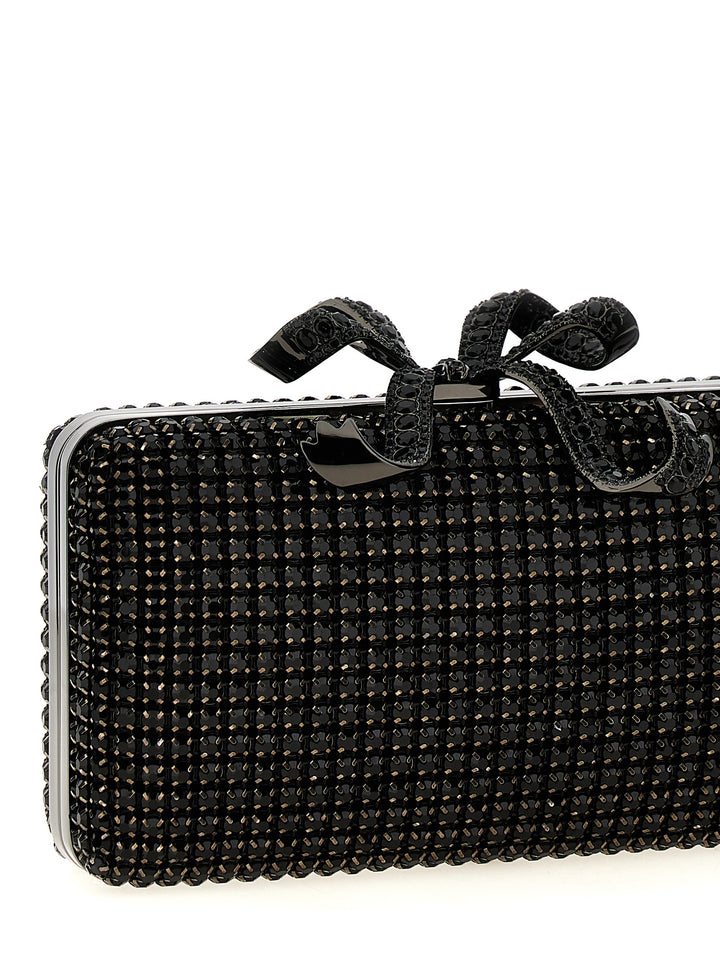 Black Crystal Box Clutch Nero