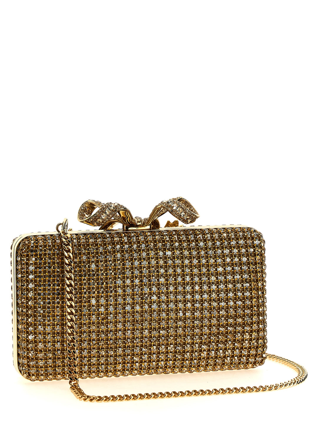 Gold Crystal Box Clutch Oro