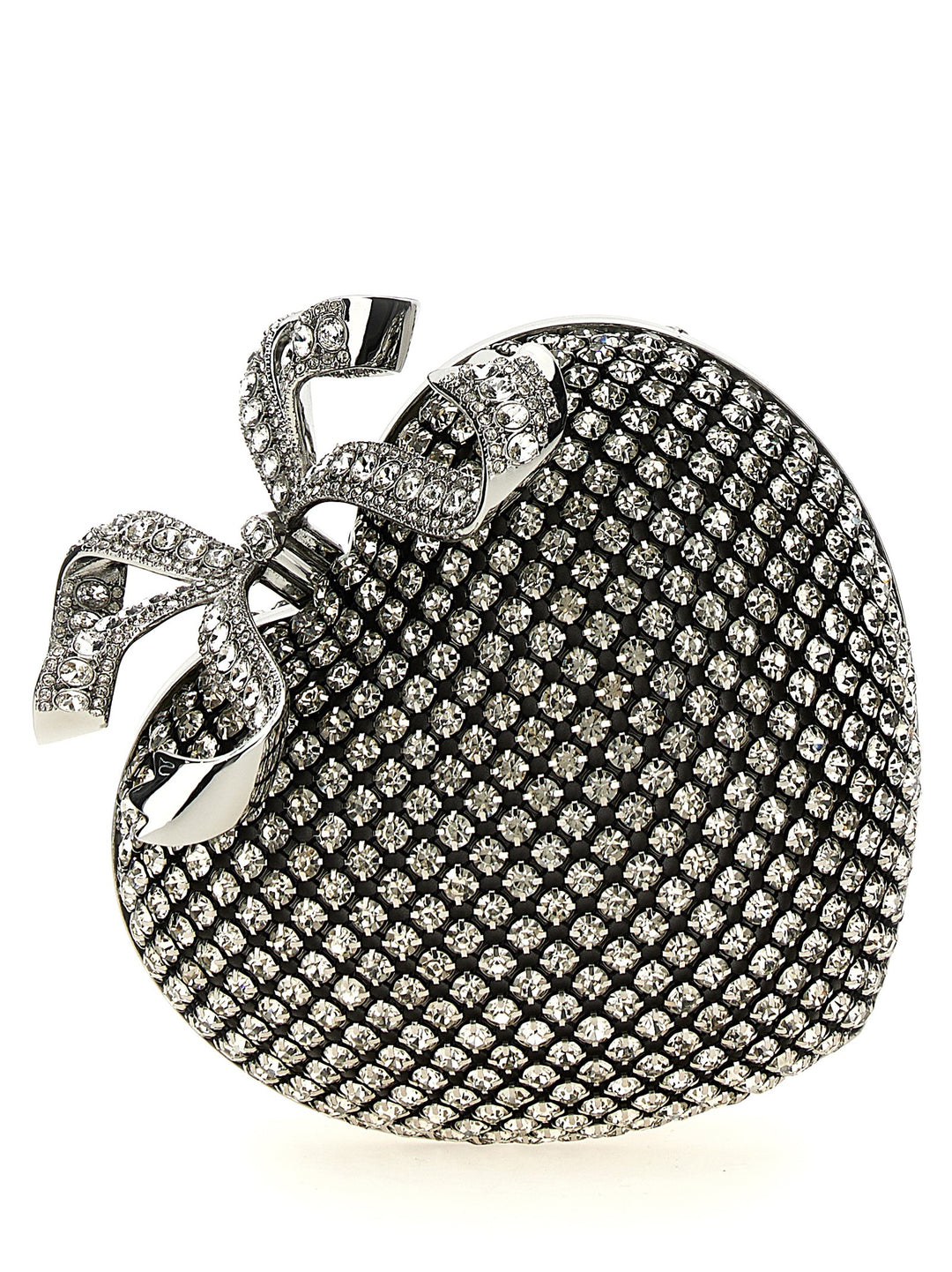 Silver Crystal Heart Clutch Silver