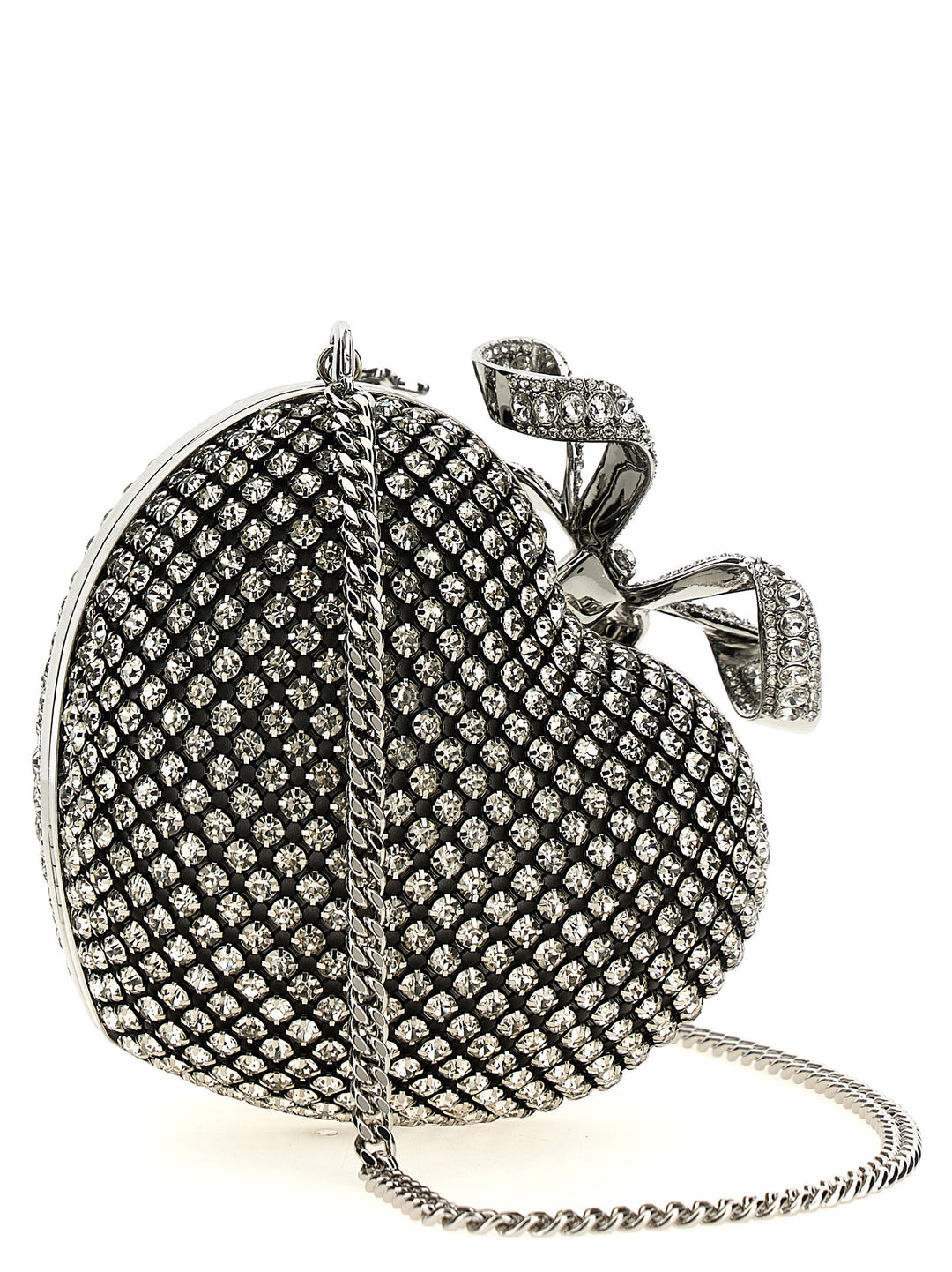 Silver Crystal Heart Clutch Silver