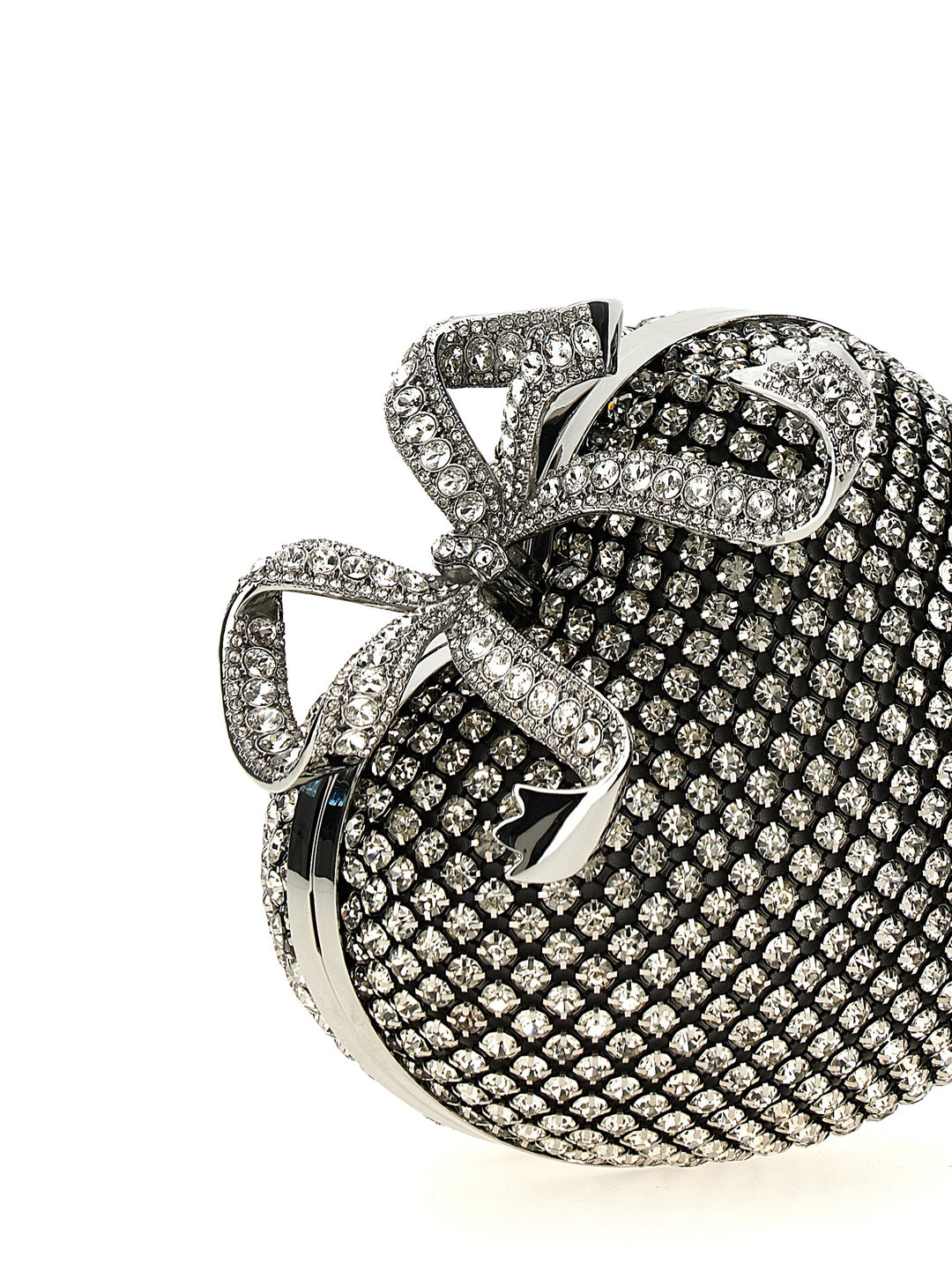 Silver Crystal Heart Clutch Silver