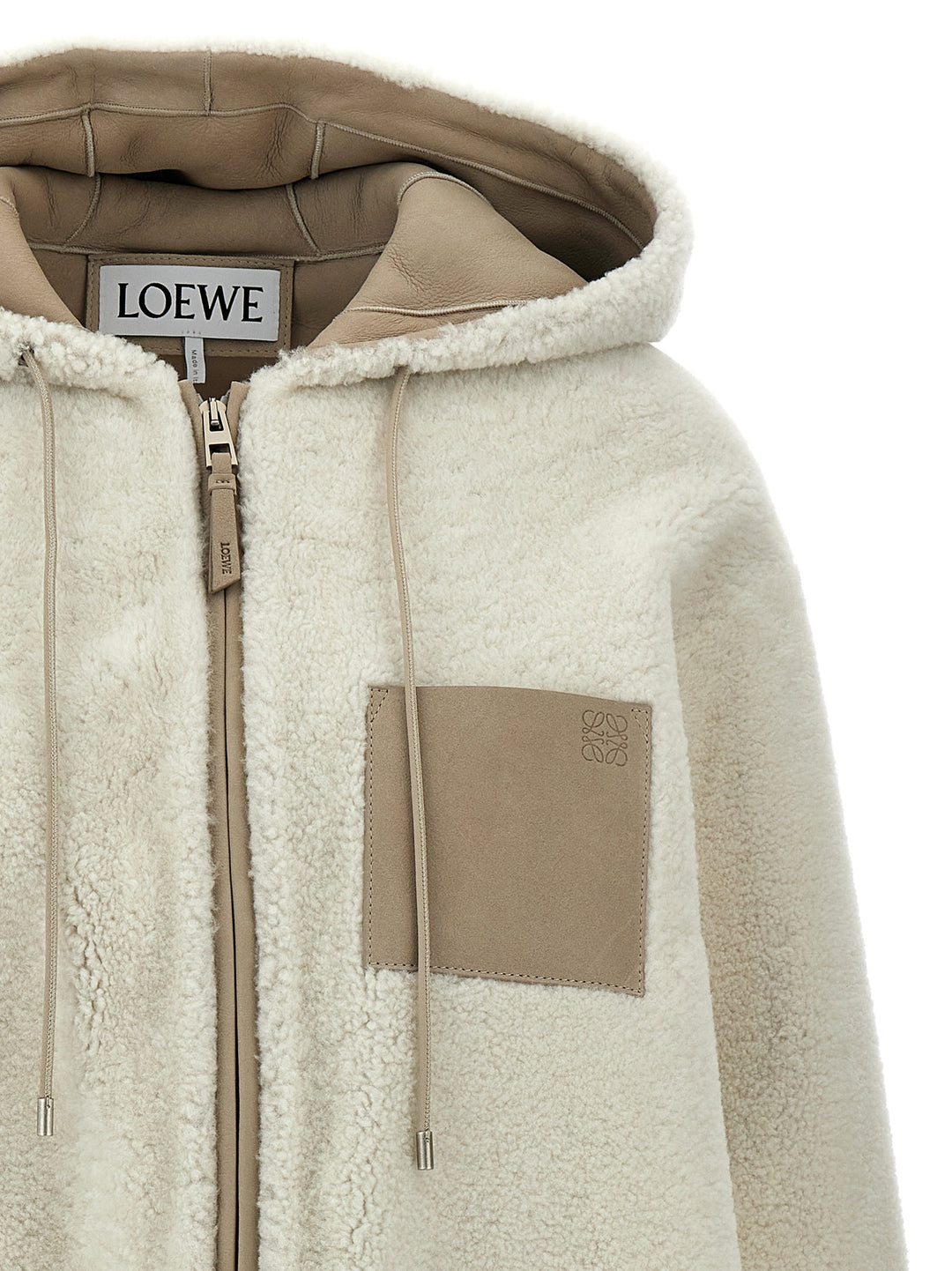 Sheepskin Hooded Jacket Pellicce Bianco