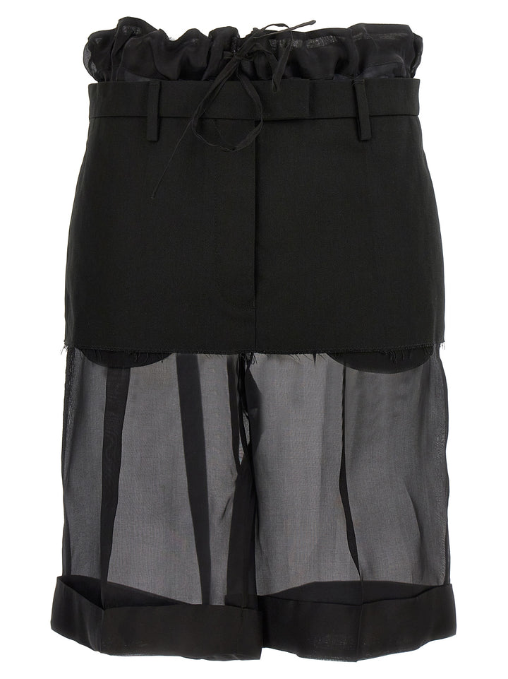 Layered Effect Trouser Skirt Bermuda, Short Nero