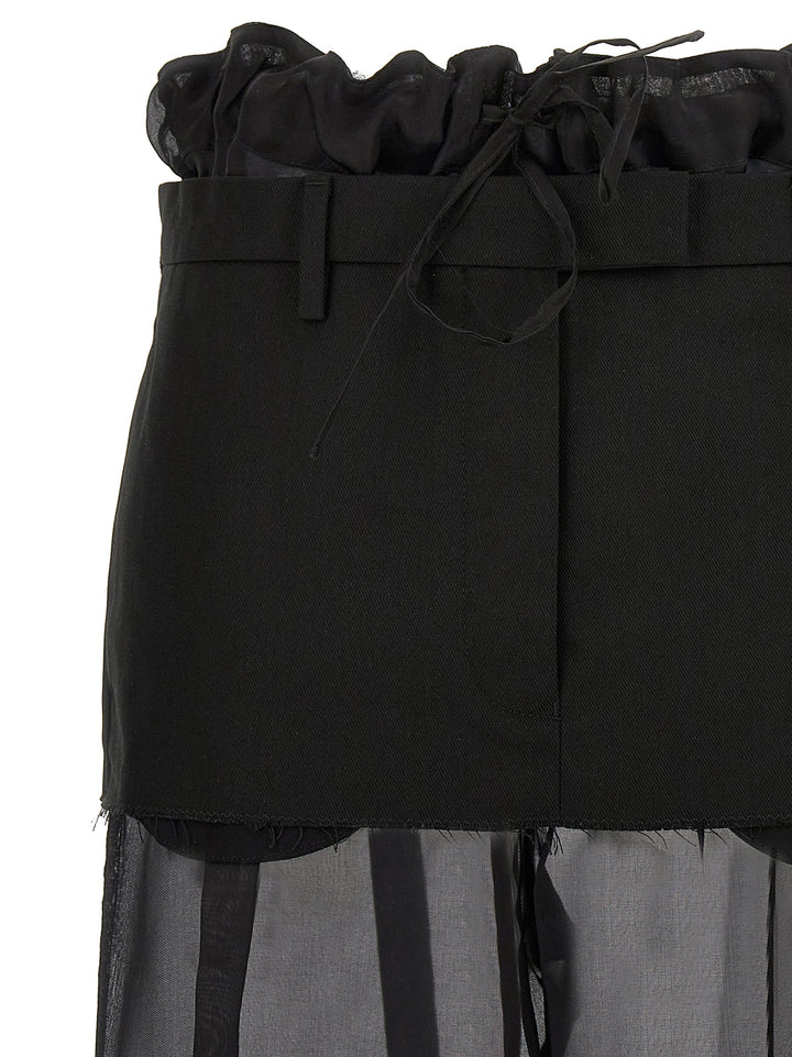 Layered Effect Trouser Skirt Bermuda, Short Nero
