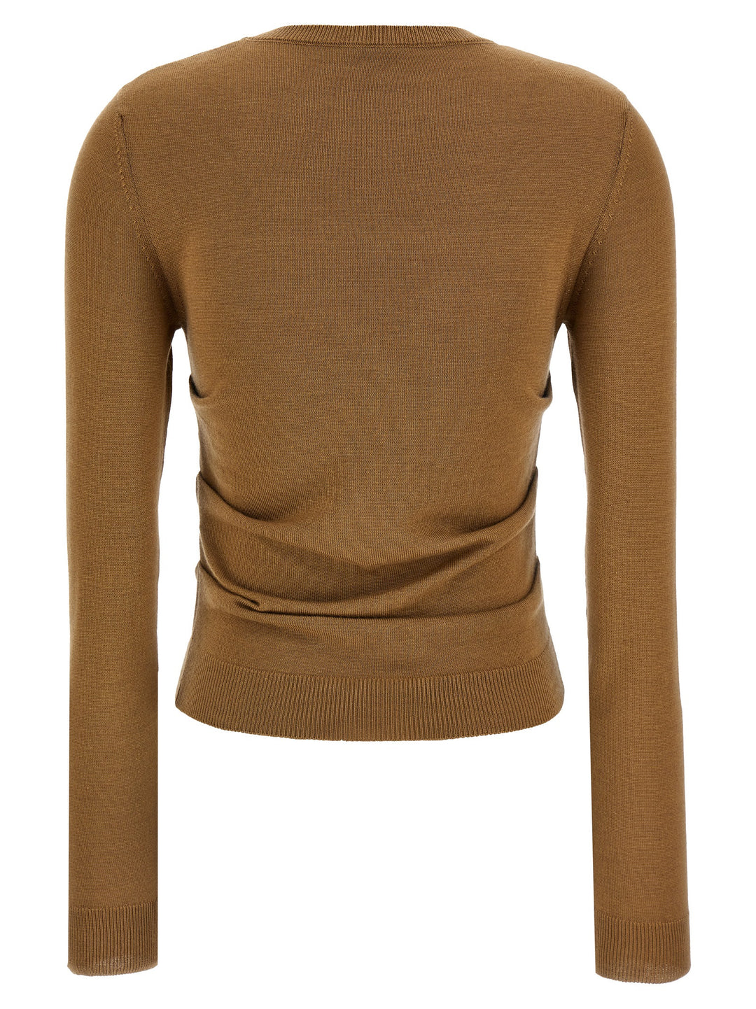 Draped Sweater With Logo Embroidery Maglioni Marrone