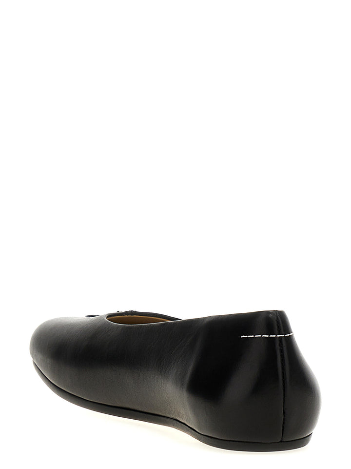 Leather Ballet Flats Flat Shoes Nero