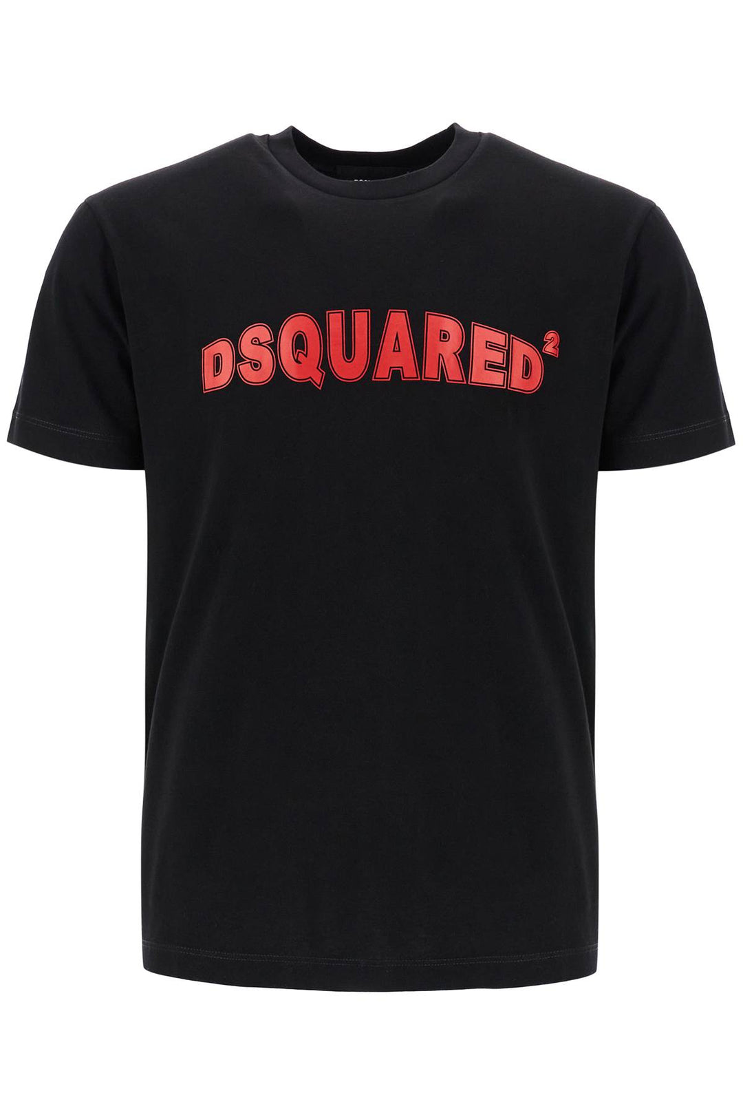 T Shirt Uomo In Cotone Nero Con Logo Rosso