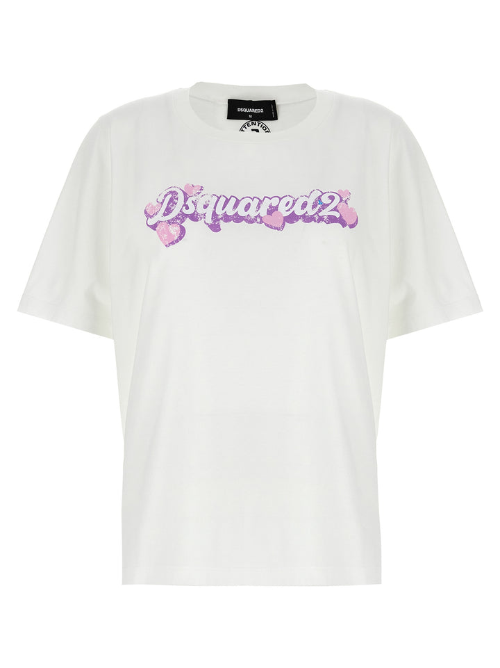 Logo Print T Shirt Bianco